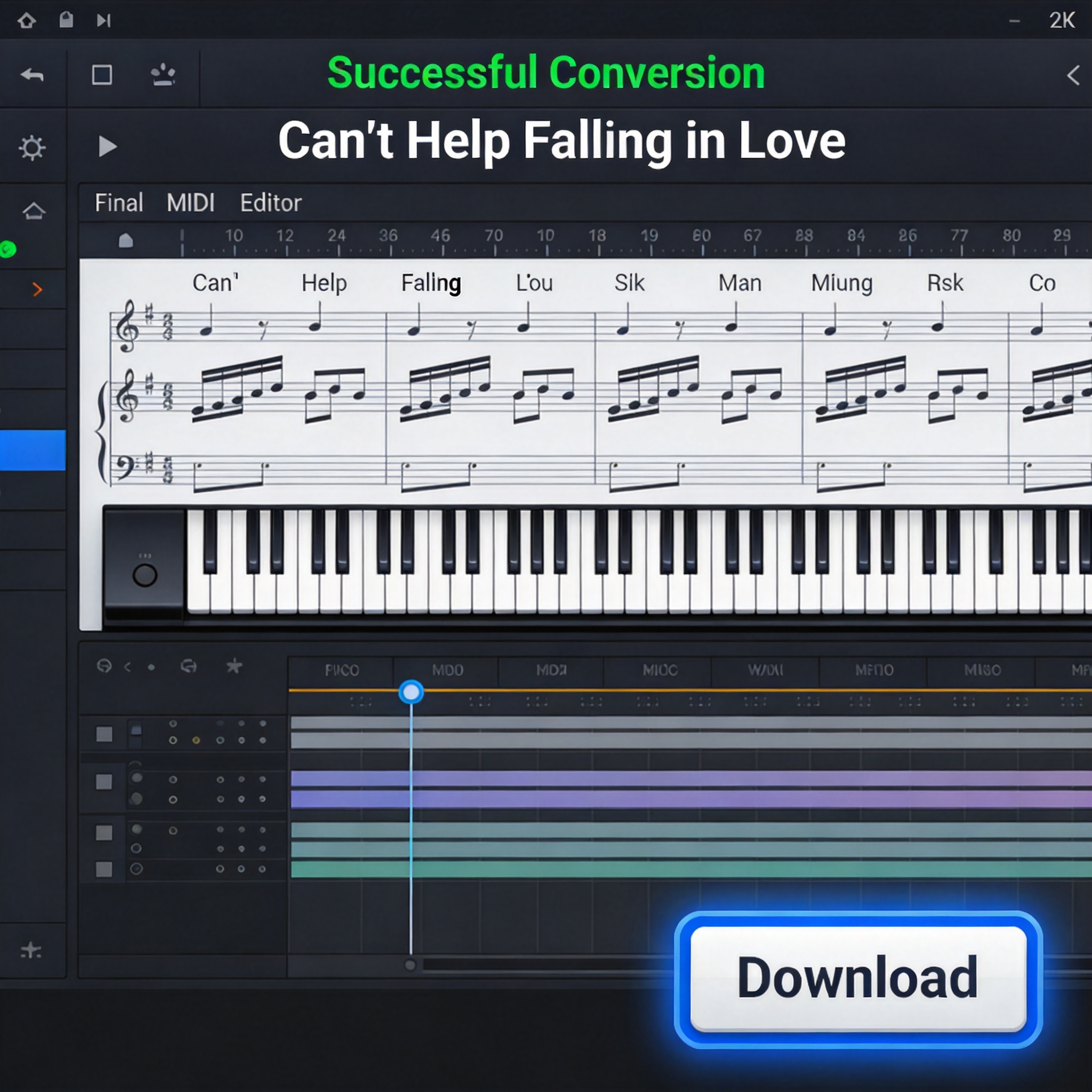 Tips for converting Can't Help Falling in Love to MIDI